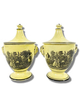 Load image into Gallery viewer, Yellow Mottahedeh Lidded Urns (Pair)