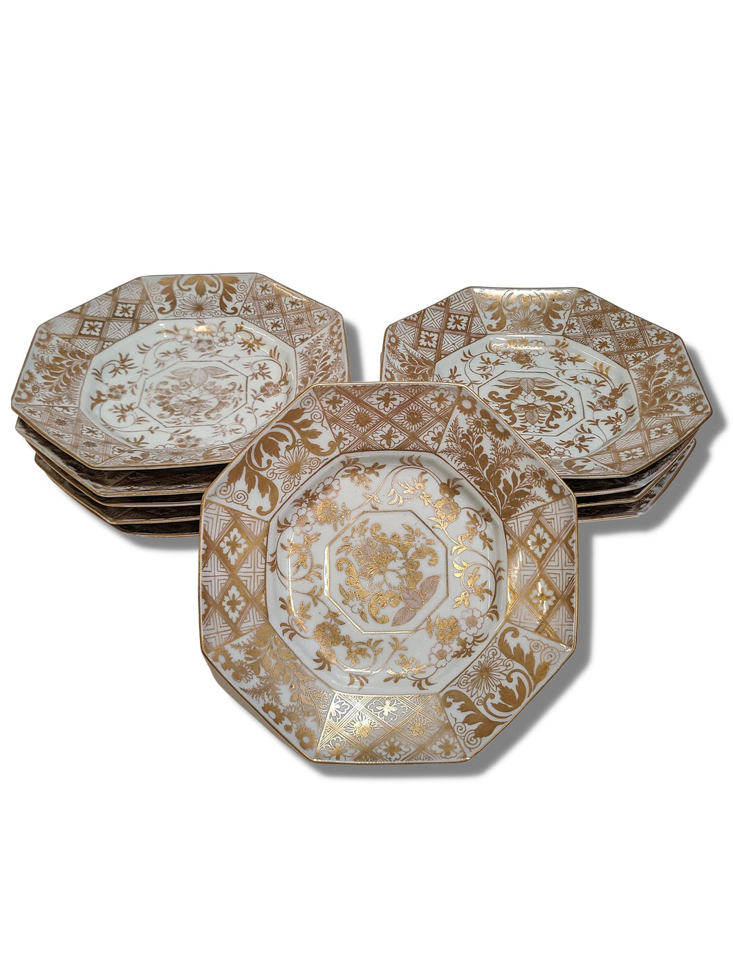 Antique Dessert Plates with Gold Decoration (Set)