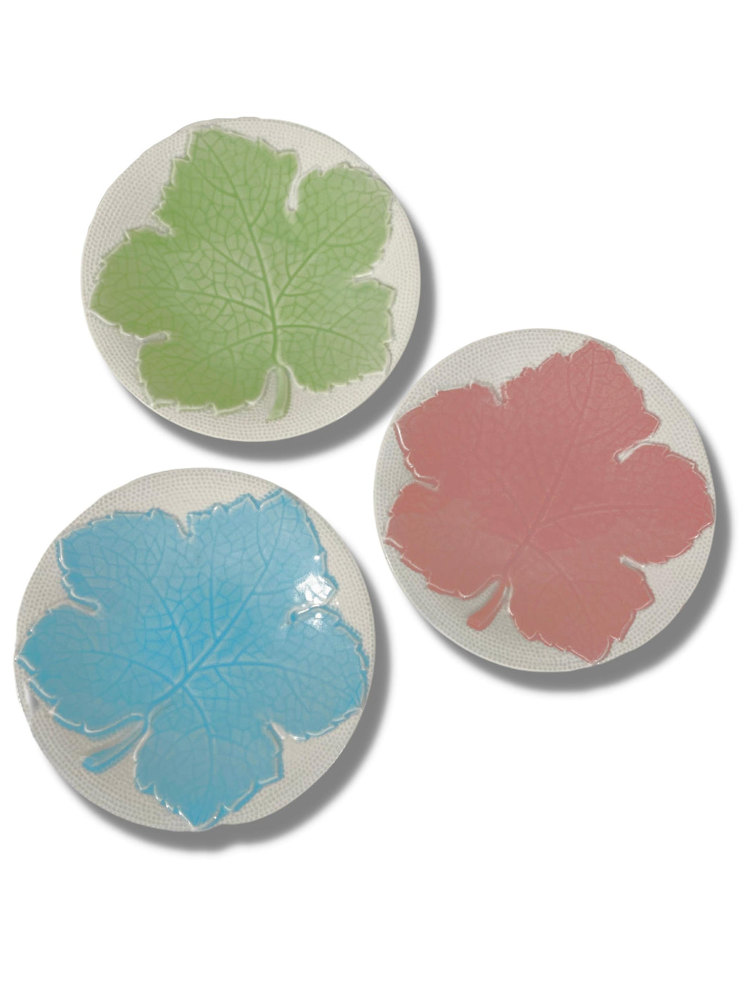 Three Tri-Color Maple Leaf Dishes (Set)
