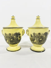 Load image into Gallery viewer, Yellow Mottahedeh Lidded Urns (Pair)