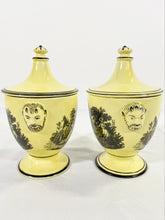 Load image into Gallery viewer, Yellow Mottahedeh Lidded Urns (Pair)