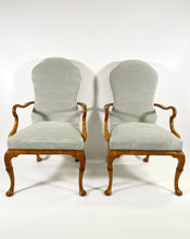 Load image into Gallery viewer, Queen Anne Walnut Armchairs (Pair)
