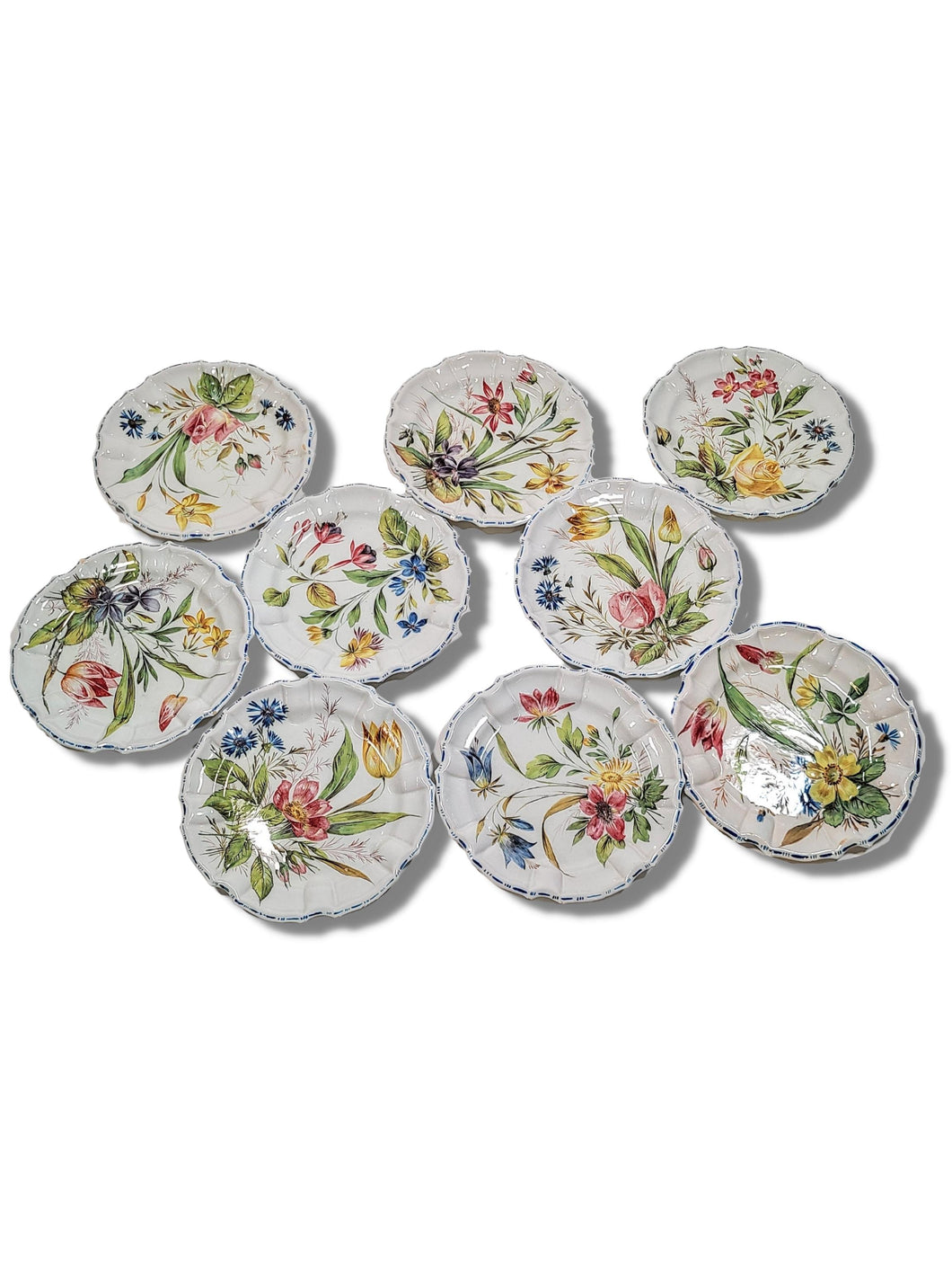 Italian Plates with Colorful Flower Decoration (Set)