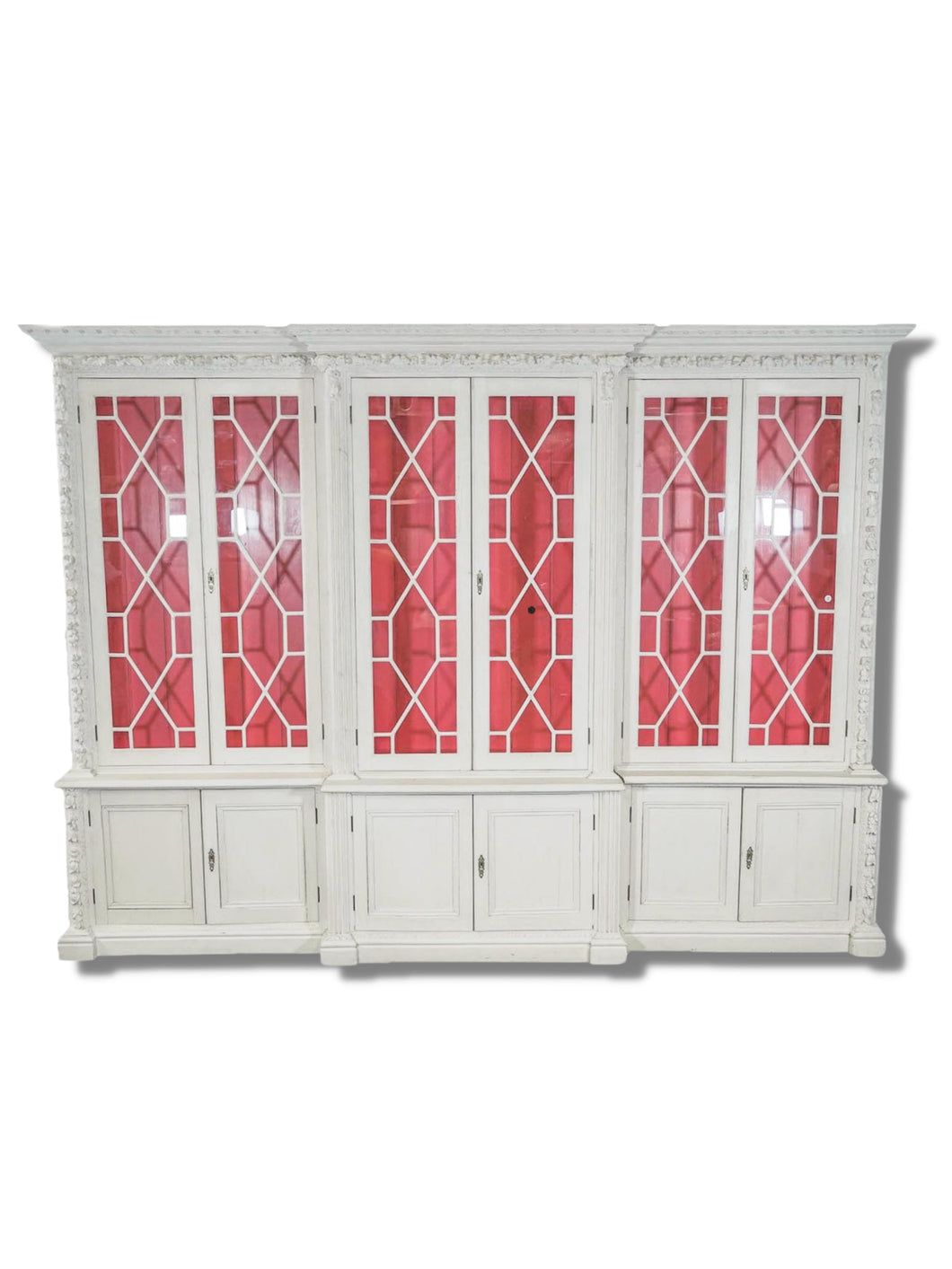George III Style White-Painted Breakfront Bookcase