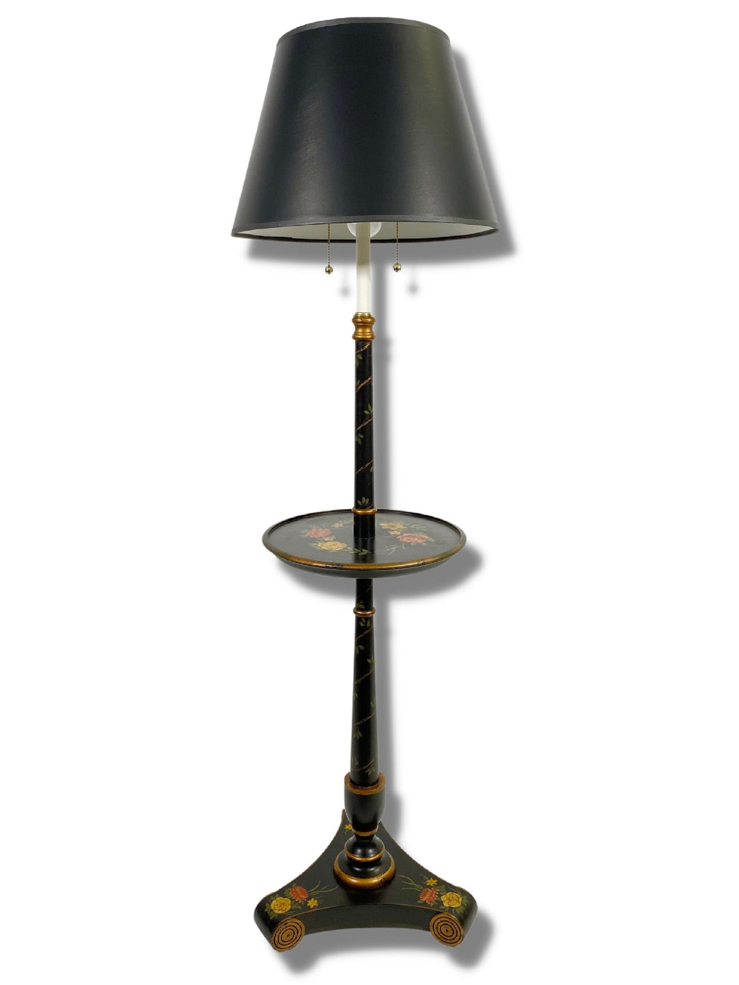 Black Floral Lamp Table