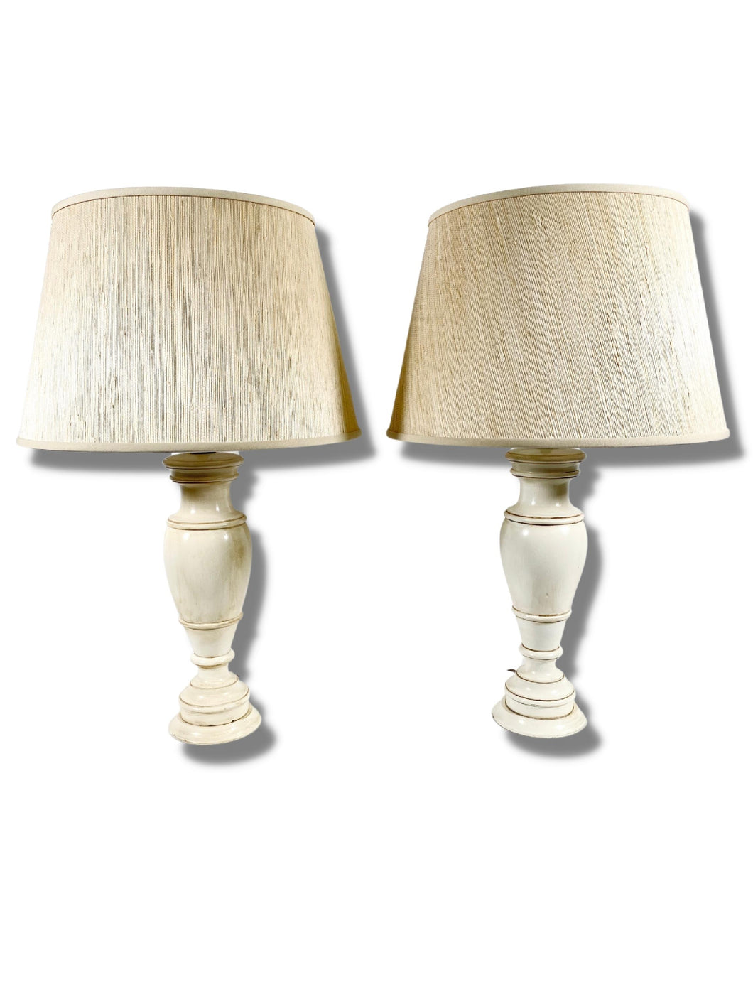 Faux-Ivory Finished Baluster-Form Lamps (Pair)