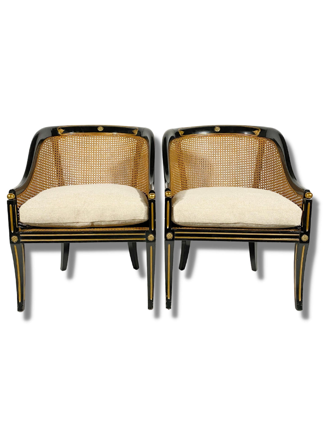 Regency Caned Occasional Chairs (Pair)