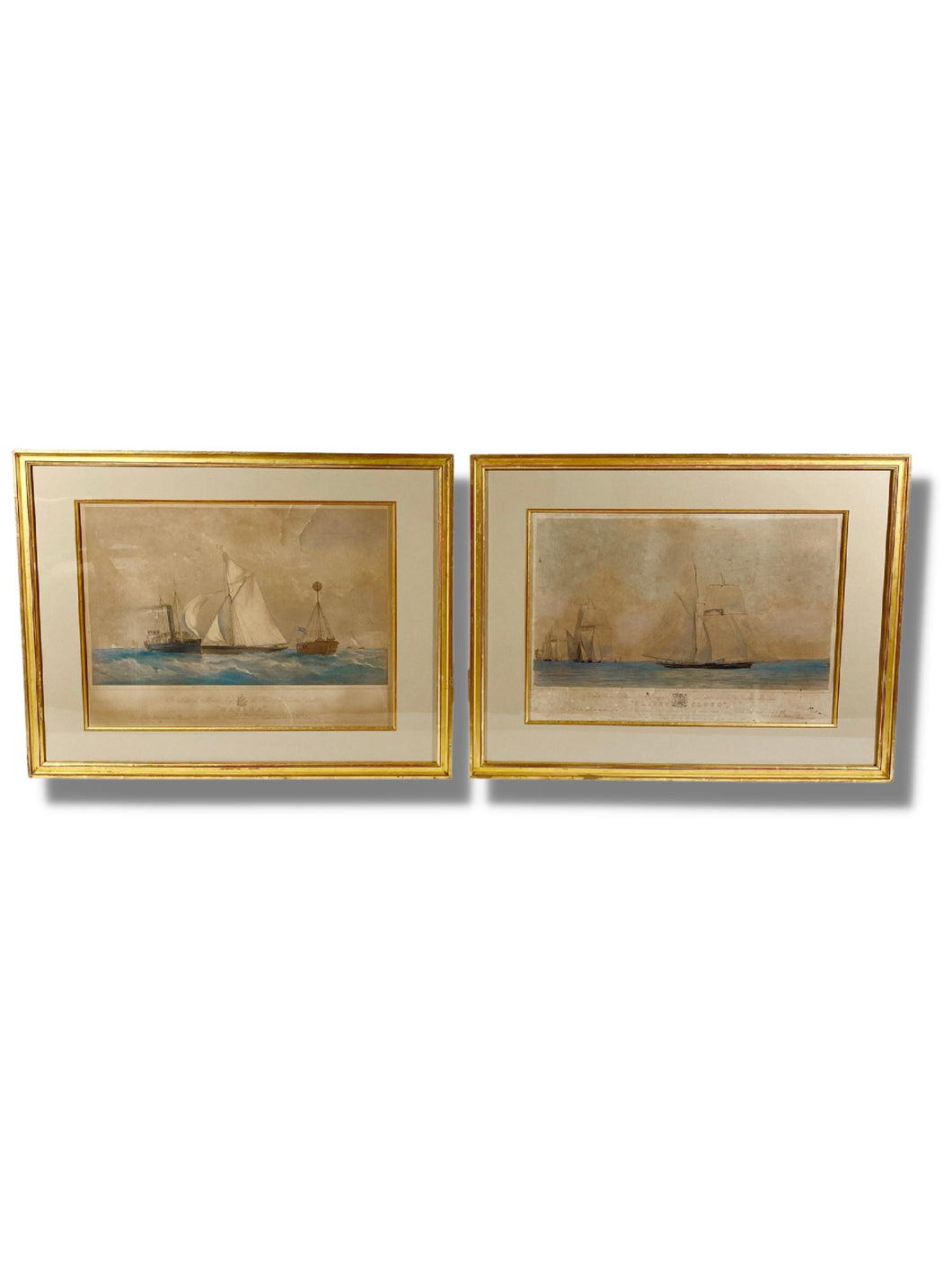Antique Hand-Colored Ship Prints (Pair)