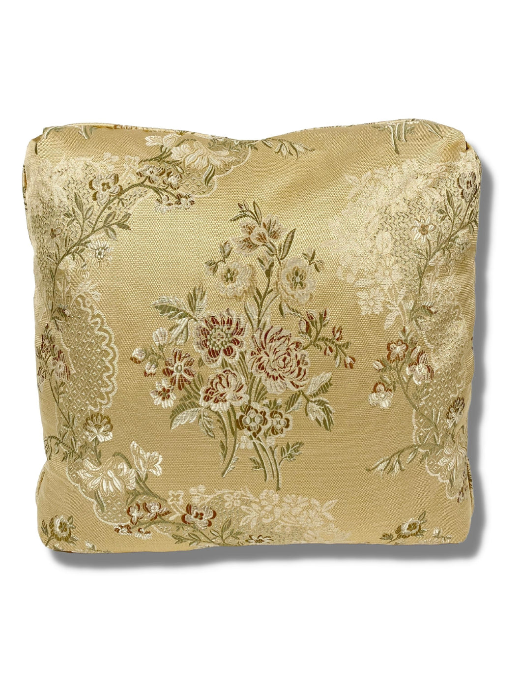 Gold Floral Silk Pillows (Pair)