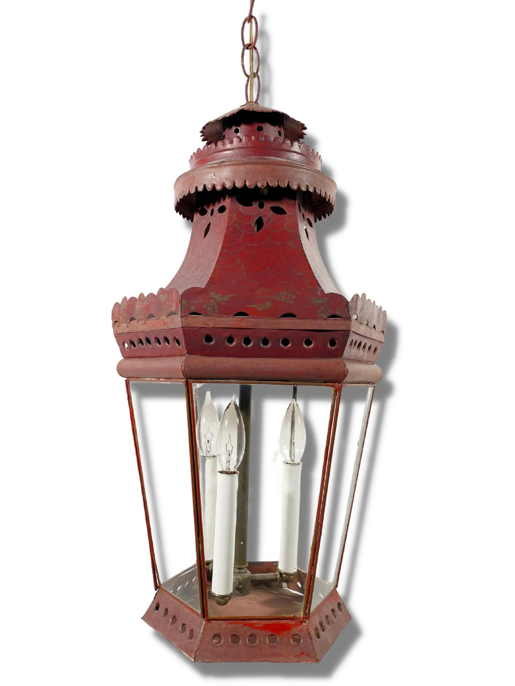 Antique Red Tôle Lantern