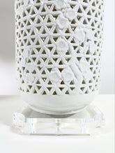 Load image into Gallery viewer, Reticulated Porcelain Blanc De Chine Lamps (Pair)
